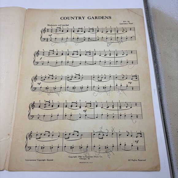 Country Gardens Piano Solo Sheet Music By Percy Grainger 1940 Calumet Music - Picture 2 of 7